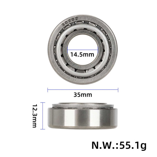 Tapered Steering Bearing 30202 15 x 35 x 11 mm for Electric Scooter – dimensions and weight infographic