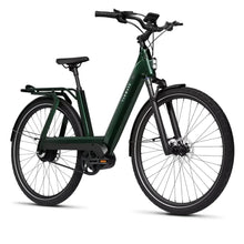 Elektrofahrrad TENWAYS AGO T – Dreiviertelansicht von vorne, dunkelgrüne Farbe