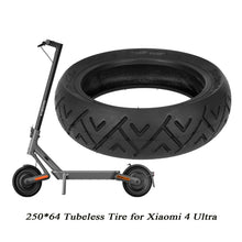 Tubeless Tire 250 x 64 for Xiaomi 4 Ultra – tire with scooter and text overlay