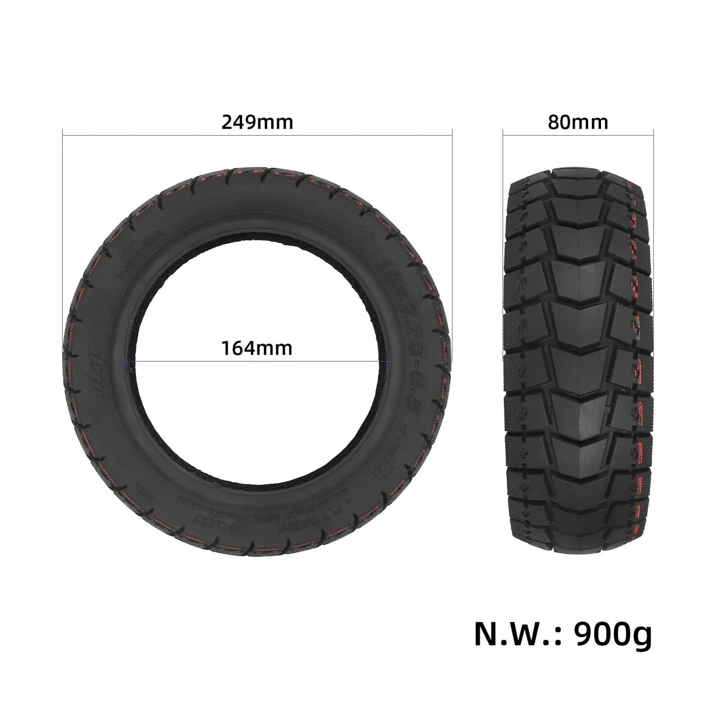 Ulip 10*2.75-6.5 tubeless tire for electric scooter