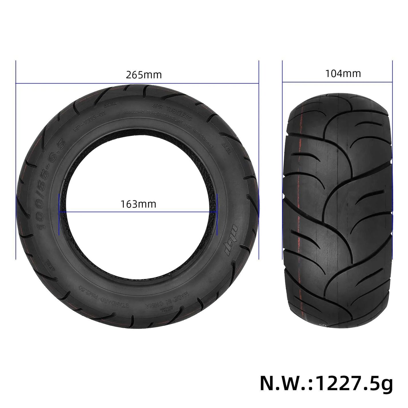 ULIP 100/55-6.5 (11") road tubeless tire for Langfeite C1