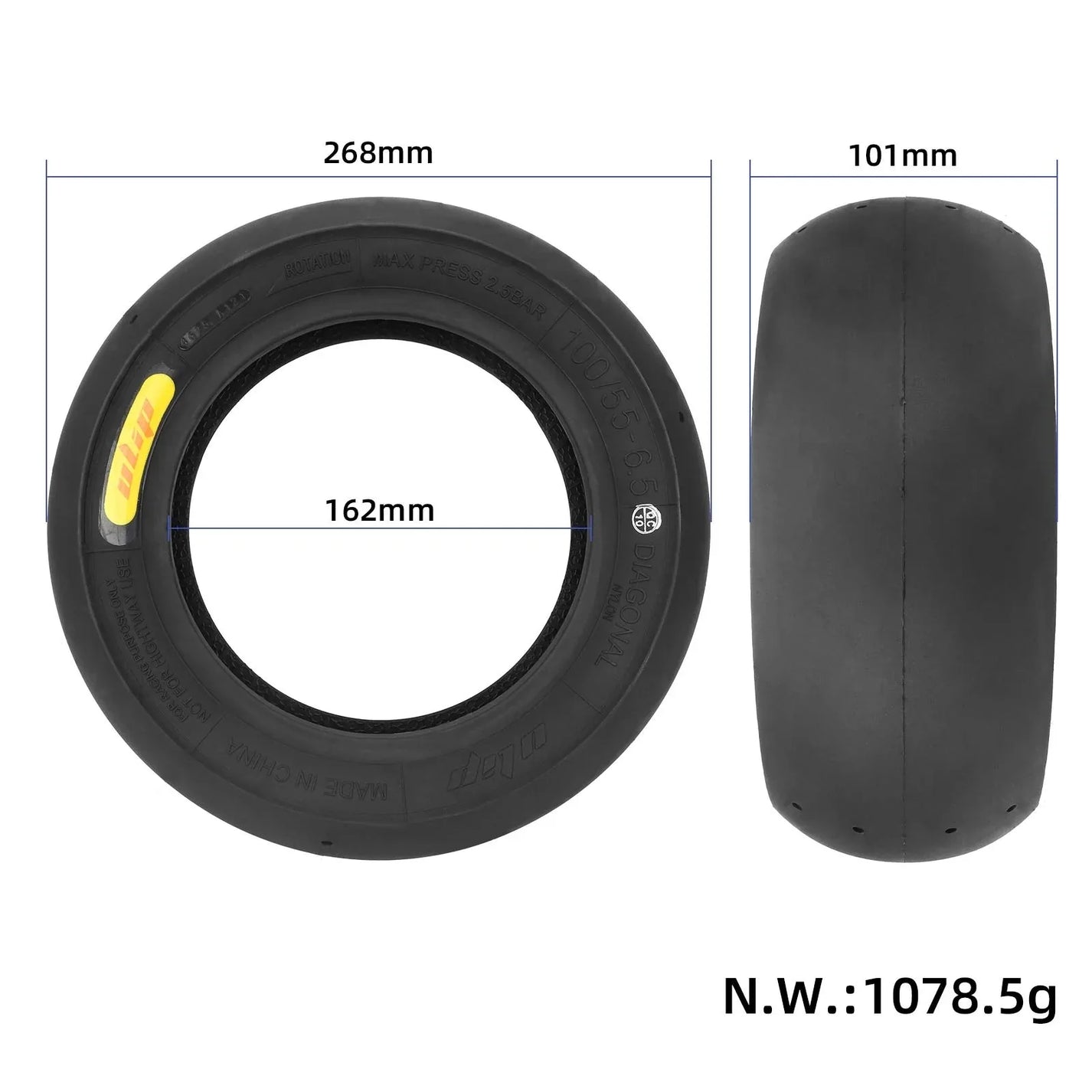 ULIP Full Slick tubeless tire 100/55-6.5 for Dualtron Achilleus