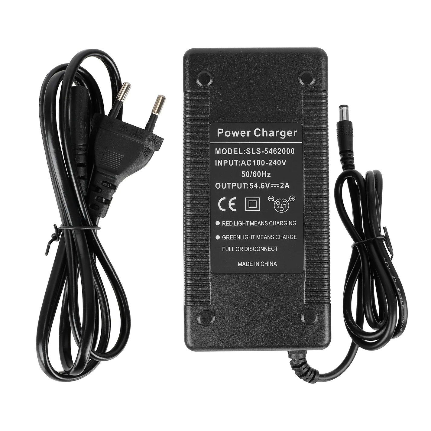 Charger 54.6 V 2 A for 48-V battery – DC 5.5 × 2.1 mm, EU-plug