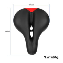 Top view of bicycle saddle showing 260 mm length by 195 mm width dimensions and 684 g weight