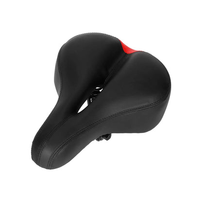 Front angle view of the bicycle saddle showing the central ventilation cutout channel