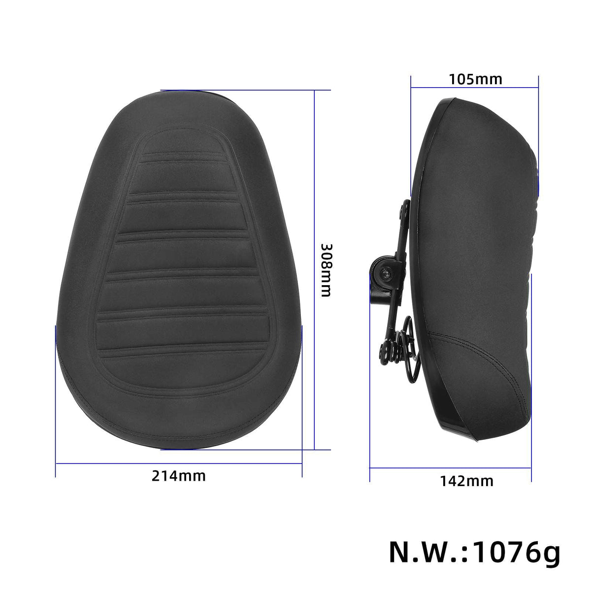 ULP4824.00 – Wide black sprung bicycle saddle – view 2
