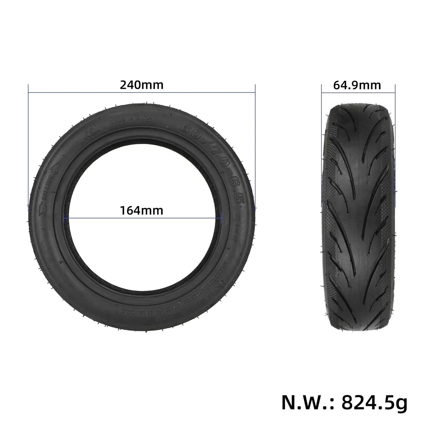 Self-sealing front tubeless tire Yuanxing 60/70-6.5 for Segway Ninebot E2 Pro