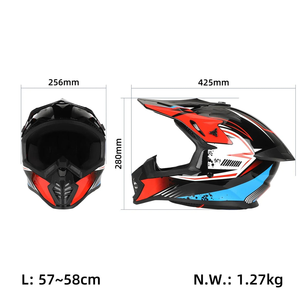 ULP7066.1 – Red and black full-face off-road helmet L, 57–58 cm – view 2