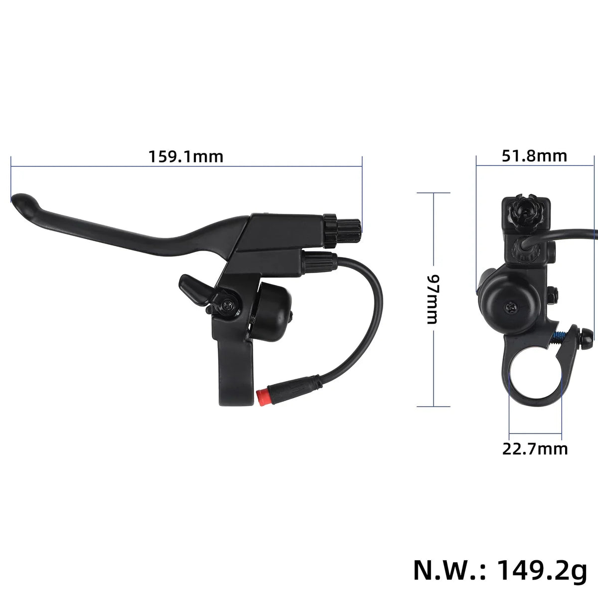 ULP7883.1 – Replacement left brake lever with bell for KuKirin T3 – view 2