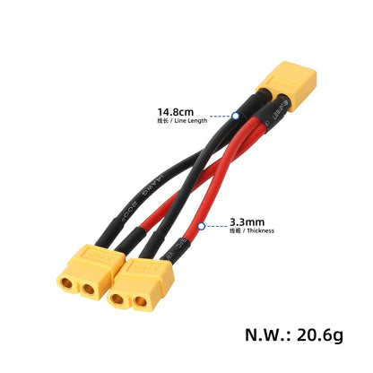ULP8111.1 – XT60 male to 2 female splitter cable, 14 AWG – view 2