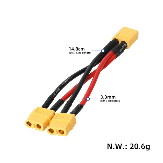 ULP8111.1 – XT60 male to 2 female splitter cable, 14 AWG – view 2