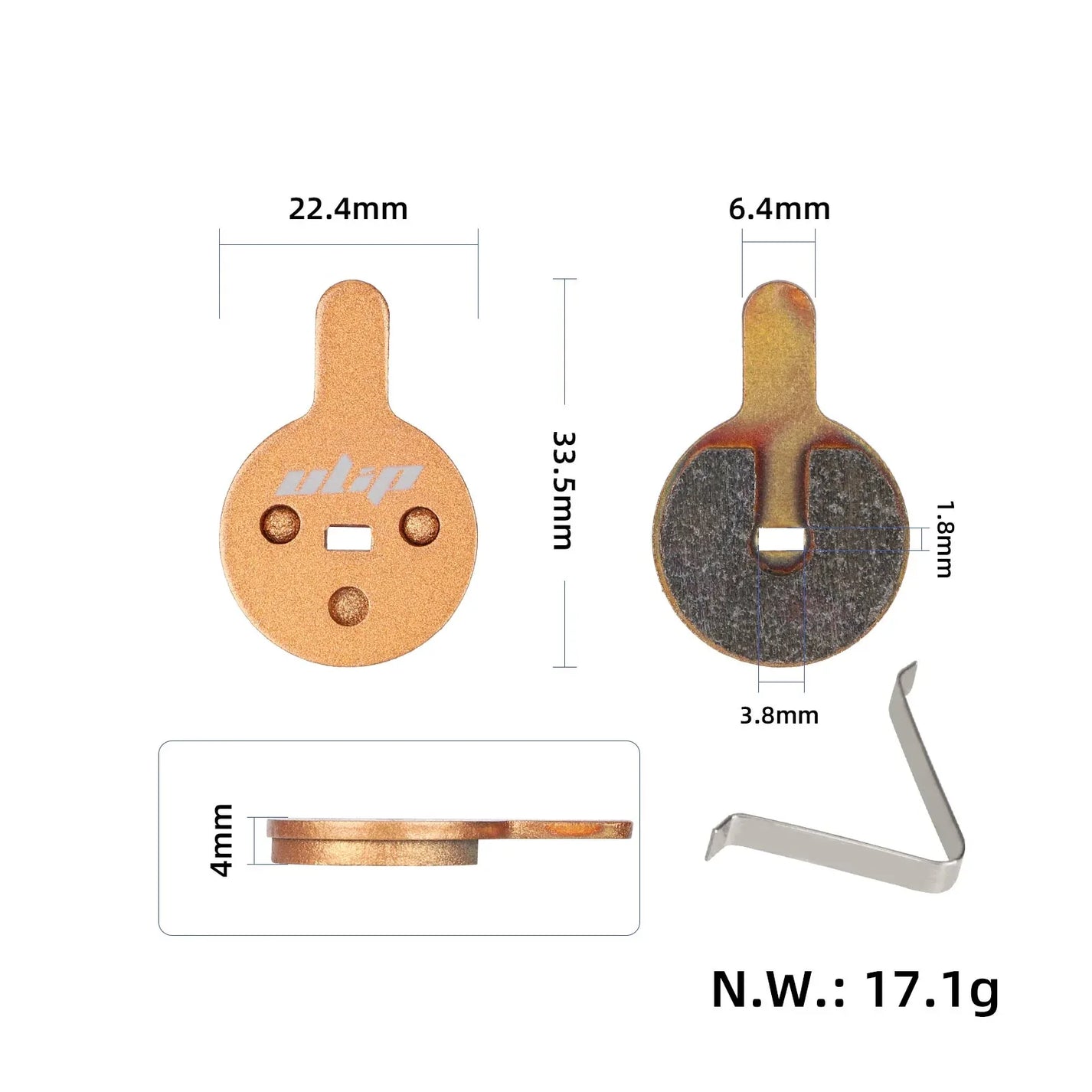 Sintered brake pads for Kugoo G2 Pro – 22.4 × 33.5 × 4.0 mm