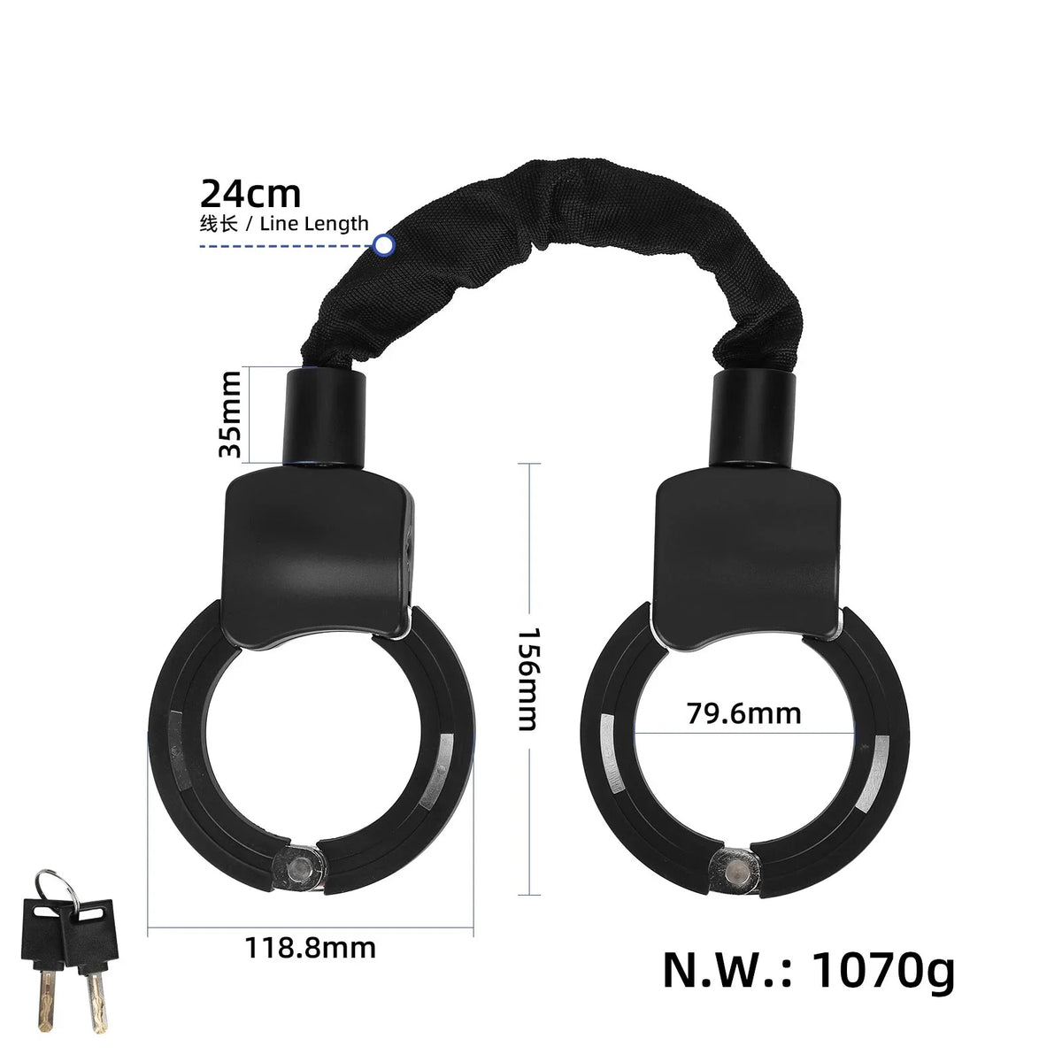ULP8632.1 – Black handcuff lock for bicycles and electric scooters – view 2