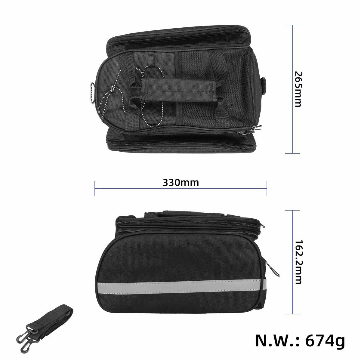 ULP9259.1 – Bicycle rack bag with expandable side compartments – view 2