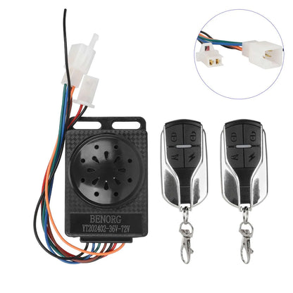 Universal alarm with remote locking for electric vehicles 36–72V