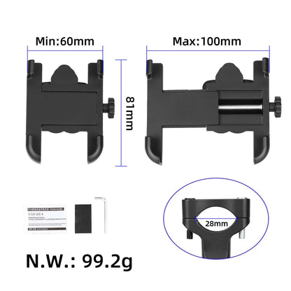 Universal aluminum phone holder for electric scooter, bicycle or motorcycle