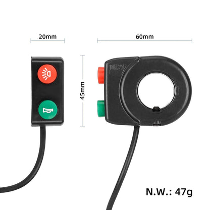 Universal waterproof 2-in-1 switch for electric scooter light and horn