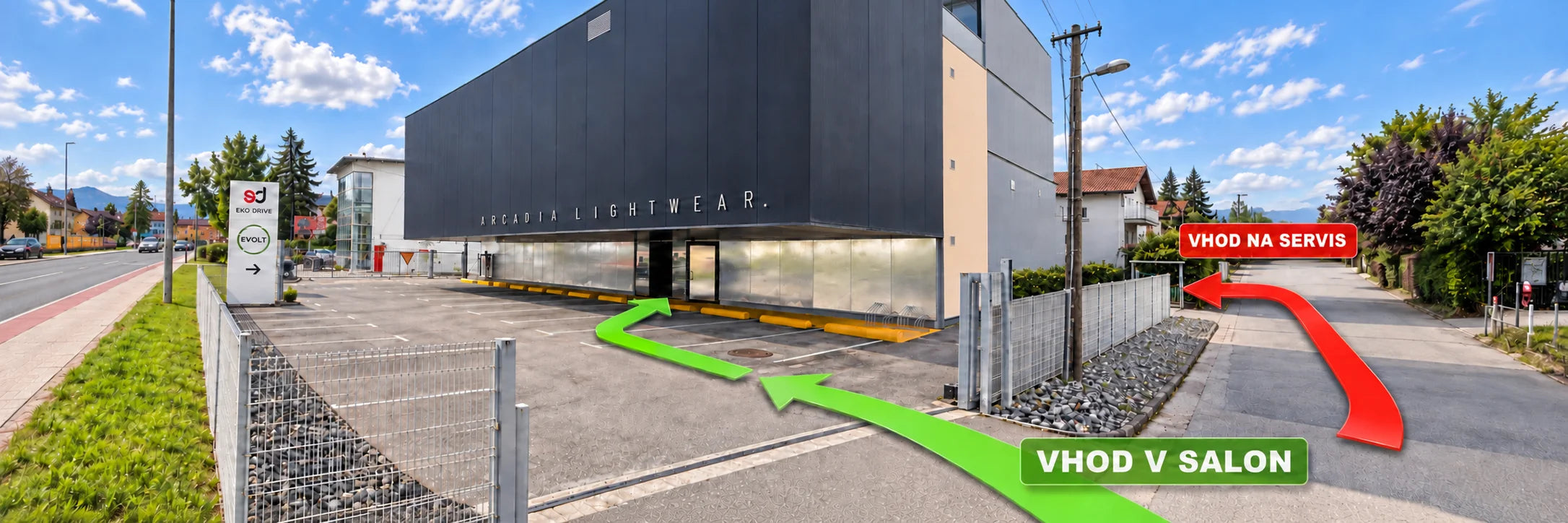 EVOLT showroom and service entrances
